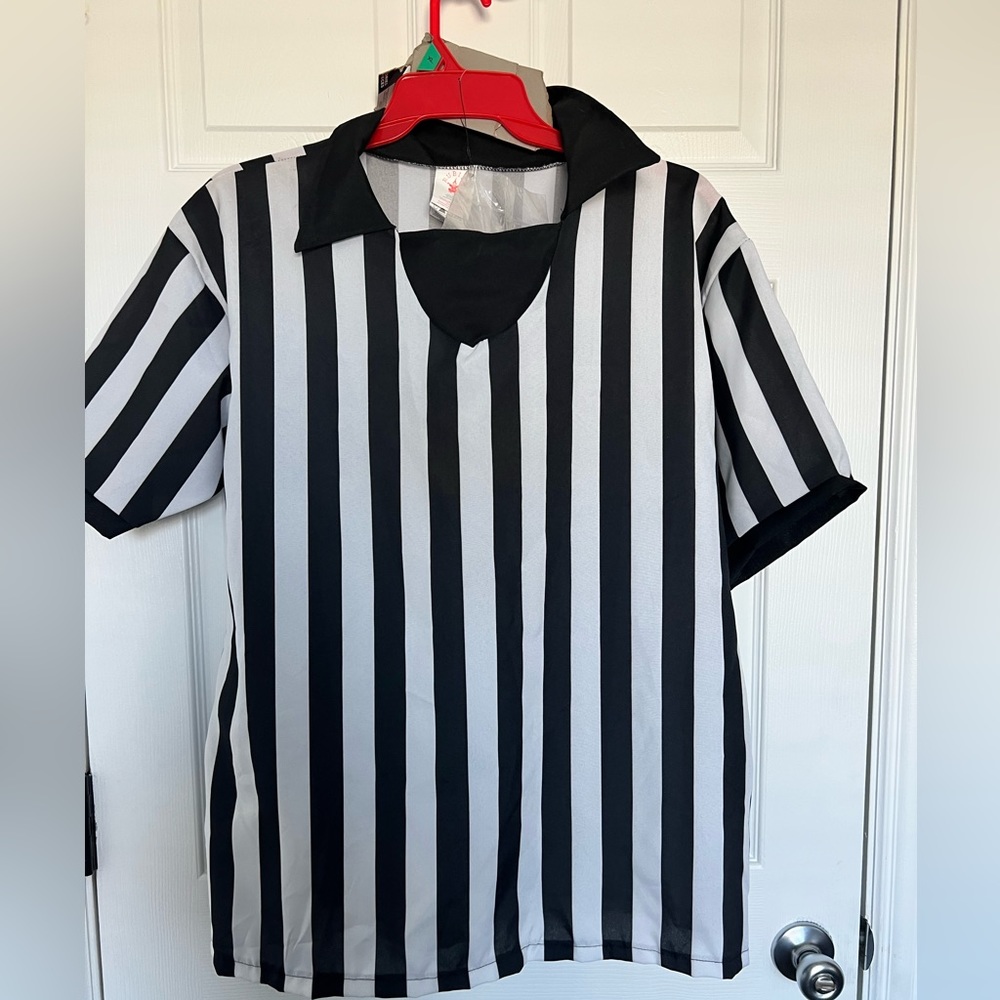 NWT referee Halloween costume with whistle and yellow flag.  Size extra large.
